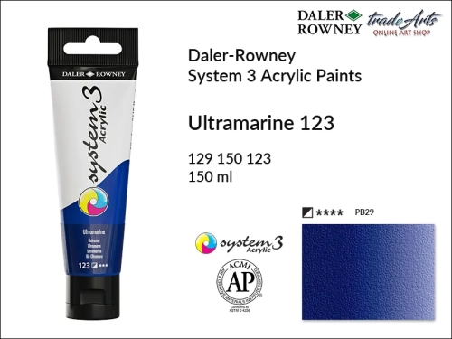 Daler-Rowney System 3 Acrylic farba akrylowa Ultramarine 123, farby akrylowe w tubach System 3 Acrylic Daler-Rowney, farba akrylowa Ultramarine 123 System 3 Acrylic Daler-Rowney, farby akrylowe, akryle, Daler-Rowney,