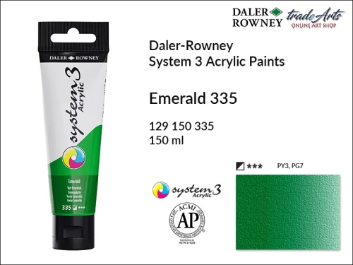 Daler-Rowney System 3 Acrylic farba akrylowa Emerald 335, farby akrylowe w tubach System 3 Acrylic Daler-Rowney, farba akrylowa Emerald 335 System 3 Acrylic Daler-Rowney, farby akrylowe, akryle, Daler-Rowney,