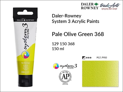 Daler-Rowney System 3 Acrylic farba akrylowa Pale Olive Green 368, farby akrylowe w tubach System 3 Acrylic Daler-Rowney, farba akrylowa Pale Olive Green 368 System 3 Acrylic Daler-Rowney, farby akrylowe, akryle, Daler-Rowney,