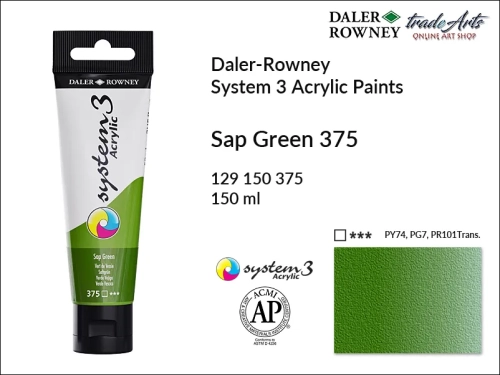 Daler-Rowney System 3 Acrylic farba akrylowa Sap Green 375, farby akrylowe w tubach System 3 Acrylic Daler-Rowney, farba akrylowa Sap Green 375 System 3 Acrylic Daler-Rowney, farby akrylowe, akryle, Daler-Rowney,