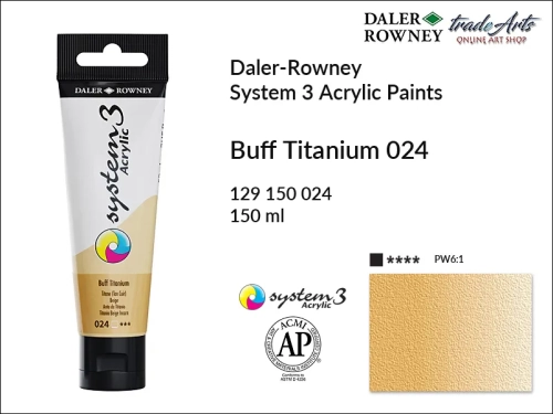 Daler-Rowney System 3 Acrylic farba akrylowa Buff Titanium 024, farby akrylowe w tubach System 3 Acrylic Daler-Rowney, farba akrylowa Buff Titanium 024 System 3 Acrylic Daler-Rowney, farby akrylowe, akryle, Daler-Rowney,