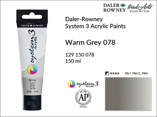 Daler-Rowney System 3 Acrylic farba akrylowa Warm Grey 078, farby akrylowe w tubach System 3 Acrylic Daler-Rowney, farba akrylowa Warm Grey 078 System 3 Acrylic Daler-Rowney, farby akrylowe, akryle, Daler-Rowney,
