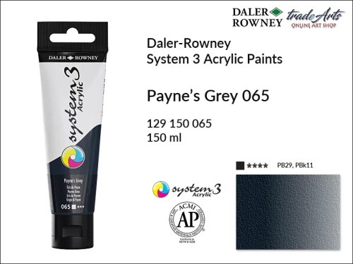 Daler-Rowney System 3 Acrylic farba akrylowa Payne's Grey 065, farby akrylowe w tubach System 3 Acrylic Daler-Rowney, farba akrylowa Payne's Grey 065 System 3 Acrylic Daler-Rowney, farby akrylowe, akryle, Daler-Rowney,