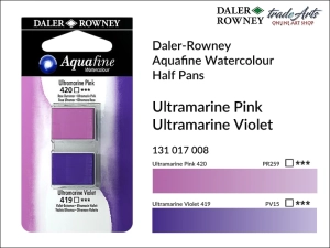 Kostka akwarelowa podwójna Aquafine Watercolour Half Pan Twin Set Daler-Rowney 008: Ultramarine Pink-Ultramarine Violet