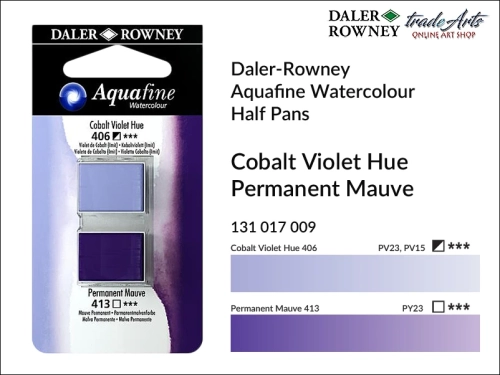 Daler-Rowney Aquafine Watercolour Half Pan Cobalt Violet-Permanent Mauve , farby akwarelowe w kostkach Cobalt Violet- Permanent Mauve Aquafine Half Pan, DR Aquafine Watercolour Half Pan Twin Set akwarele w kostkach, akwarele w półkostkach Half Pan,