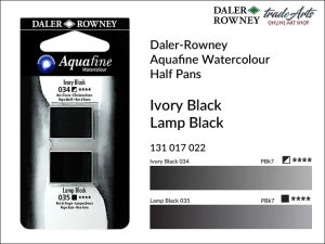 Kostka akwarelowa podwójna Aquafine Watercolour Half Pan Twin Set Daler-Rowney 022: Ivory Black-Lamp Black