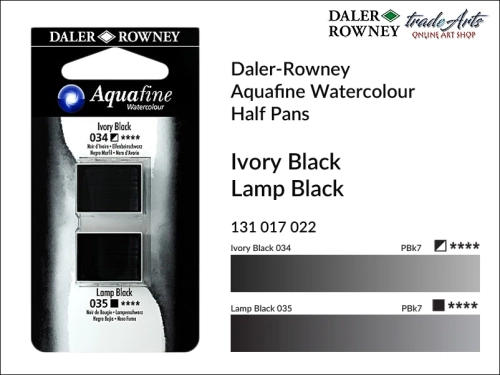 Daler-Rowney Aquafine Watercolour Half Pan Ivory Black-Lamp Black , farby akwarelowe w kostkach Ivory Black-Lamp Black Aquafine Half Pan, DR Aquafine Watercolour Half Pan Twin Set akwarele w kostkach, akwarele w półkostkach Half Pan,