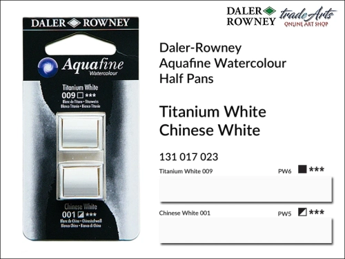 Daler-Rowney Aquafine Watercolour Half Pan Titanium White-Chinese White, farby akwarelowe w kostkach Titanium White-Chinese White Aquafine Half Pan, DR Aquafine Watercolour Half Pan Twin Set akwarele w kostkach, akwarele w półkostkach Half Pan,