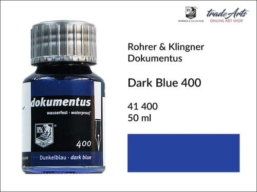 Rohrer &amp; Klingner Dokumentus Ink Dark Blue 400 but. 50 ml, atrament Dokumentus Dark Blue 400 Rohrer &amp; Klingner,  atramenty dla dokumentów Rohrer &amp; Klingner, archiwizacja, pisanie, dokumenty, atramenty,
