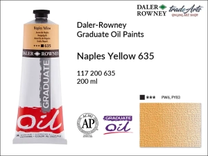 Farba olejna Graduate Oil Colour Daler-Rowney, kolor: Naples Yellow 635, tuba 200 ml