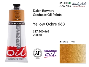 Farba olejna Graduate Oil Colour Daler-Rowney, kolor: Yellow Ochre 663, tuba 200 ml