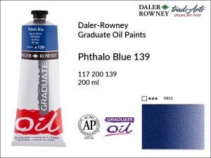 Farba olejna Graduate Oil Colour Daler-Rowney, kolor: Phthalo Blue 139, tuba 200 ml