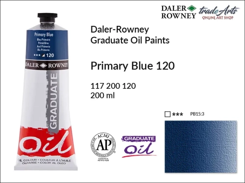 Farby olejne 200 ml Graduate Oil Colours Daler-Rowney, Daler-Rowney - farby olejne Graduate Oil 200 ml, farba olejna Primary Blue 120 tuba 200 ml Graduate Oil Daler-Rowney, farba olejna, tradearts,