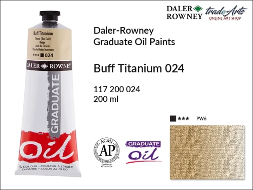 Farby olejne 200 ml Graduate Oil Colours Daler-Rowney, Daler-Rowney - farby olejne Graduate Oil 200 ml, farba olejna Buff Titanium 024 tuba 200 ml Graduate Oil Daler-Rowney, farba olejna, tradearts,