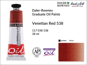 Farba olejna Graduate Oil Colour Daler-Rowney, kolor: Venetian Red 538, tuba 38 ml 