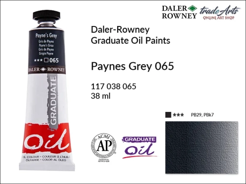 Farby olejne 38 ml Graduate Oil Colours Daler-Rowney, Daler-Rowney - farby olejne Graduate Oil 38 ml, farba olejna Paynes Grey 065 tuba 38 ml Graduate Oil Daler-Rowney, farba olejna, tradearts,