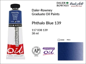 Farba olejna Graduate Oil Colour Daler-Rowney, kolor: Phthalo Blue 139, tuba 38 ml 