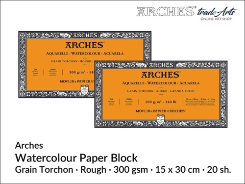 Blok akwarelowy Arches 15 x 30cm,  Arches Watercolour Block Grain Torchon 15 x 30 cm,  Arches Aquarelle Block Grain Torchon 15 x 30 cm, blok akwarelowy szorstki Arches, bloki akwarelowe, Arches,