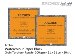 Arches Aquarelle Grain Torchon blok akwarelowy szorstki, 300 gsm, 31 x31 cm, 20 ark. 