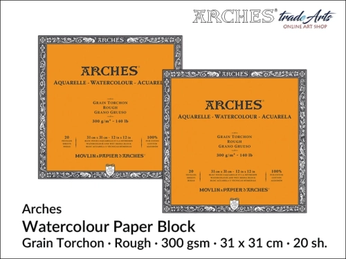 Blok akwarelowy Arches 31 x 31 cm,  Arches Watercolour Block Grain Torchon 31 x 31 cm,  Arches Aquarelle Block Grain Torchon 31 x 31 cm, blok akwarelowy szorstki Arches, bloki akwarelowe, Arches,