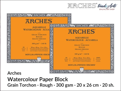 Blok akwarelowy Arches 20 x 26 cm,  Arches Watercolour Block Grain Torchon 20 x 26 cm,  Arches Aquarelle Block Grain Torchon 20 x 26 cm, blok akwarelowy szorstki Arches, bloki akwarelowe, Arches,