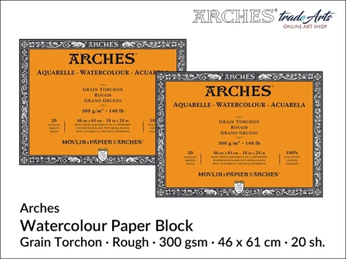 Blok akwarelowy Arches 46 x 61 cm,  Arches Watercolour Block Grain Torchon 46 x 61 cm,  Arches Aquarelle Block Grain Torchon 46 x 61 cm, blok akwarelowy szorstki Arches, bloki akwarelowe, Arches Torchon,