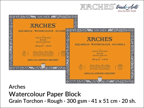 Blok akwarelowy Arches 41 x 51 cm,  Arches Watercolour Block Grain Torchon 41 x 51 cm,  Arches Aquarelle Block Grain Torchon 41 x 51 cm, blok akwarelowy szorstki Arches, bloki akwarelowe, Arches Torchon,