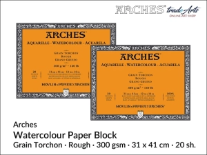 Arches Aquarelle Grain Torchon blok akwarelowy szorstki, 300 gsm, 31 x41 cm, 20 ark.