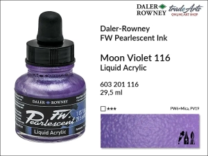 Tusz perłowy akrylowy FW Pearlescent Ink Daler-Rowney, kolor: Moon Violet 116, opak. 29,5 ml 