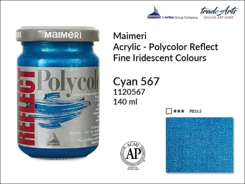 Farba akrylowa opalizujaca Maimeri Polycolor Reflect Cyan 567, Polycolor Reflect Cyan 567 farba  akrylowa opalizująca , farby Maimeri Polycolor Reflect, farby akrylowe odblaskowe, Polycolor Reflect, tradearts,