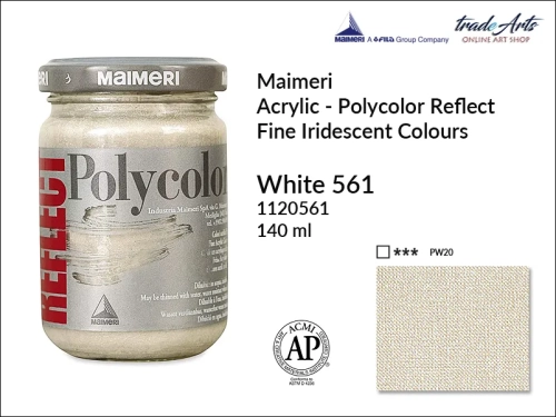 Farba akrylowa opalizujaca Maimeri Polycolor Reflect White 561, Polycolor Reflect White 561 farba  akrylowa opalizująca , farby Maimeri Polycolor Reflect, farby akrylowe odblaskowe, Polycolor Reflect, tradearts,