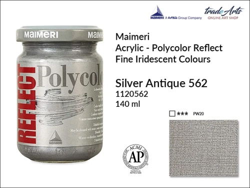 Farba akrylowa opalizujaca Maimeri Polycolor Reflect Antique Silver 562, Polycolor Reflect Antique Silver 562 farba  akrylowa opalizująca , farby Maimeri Polycolor Reflect, farby akrylowe odblaskowe, Polycolor Reflect, tradearts,