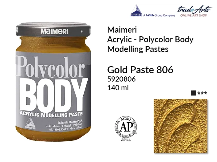 Farba strukturalna Maimeri Polycolor Body Gold Paste 806, Polycolor Body Gold Paste 806 farba strukturalna , farby Maimeri Polycolor Body, farby akrylowe, Polycolor Body, tradearts,