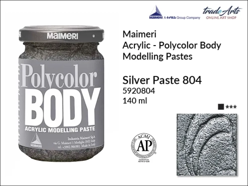 Farba strukturalna Maimeri Polycolor Body Silver Paste 804, Polycolor Body Silver Paste 804 farba strukturalna , farby Maimeri Polycolor Body, farby akrylowe, Polycolor Body, tradearts,