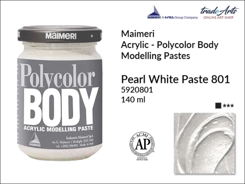 Farba strukturalna Maimeri Polycolor Body Pearl White Paste 801, Polycolor Body Pearl White Paste 801 farba strukturalna , farby Maimeri Polycolor Body, farby akrylowe, Polycolor Body, tradearts,