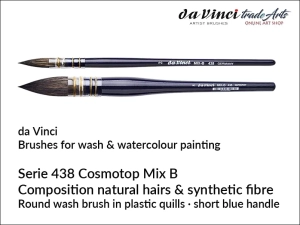 Pędzel akwarelowy okrągły da Vinci COSMOTOP-MIX B Watercolour Wash Brush Mixed Hair, seria 438, rozmiar 8