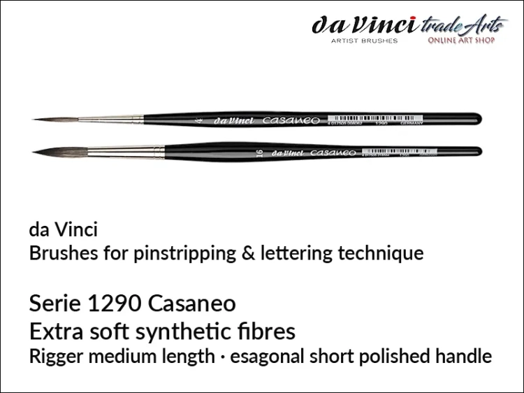 Da Vinci Casaneo Rigger Squirrel Hair Watercolour Brushes, Da Vinci Casaneo 1290 pędzle akwarelowe okrągłe imitacja wiewiórki, pędzle do akwareli imitacja wiewiórki Casaneo 1290 Rigger da Vinci,