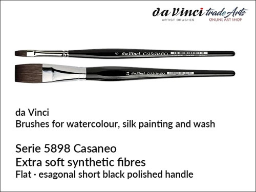 Da Vinci Casaneo Synthetic Squirrel Hair Watercolour Flat Brushes, Da Vinci Casaneo 5898 pędzle akwarelowe płaskie imitacja wiewiórki, pędzle akwarelowe płaskie Casaneo 5898 da Vinci,