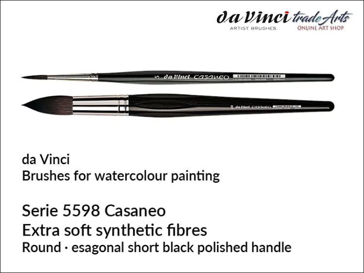 Da Vinci Casaneo Synthetic Squirrel Hair Watercolour Brushes, Da Vinci Casaneo pędzle akwarelowe okrągłe imitacja wiewiórki, pędzle do akwareli imitacja wiewiórki Casaneo da Vinci, pędzle akwarelowe okrągłe Casaneo da Vinci,
