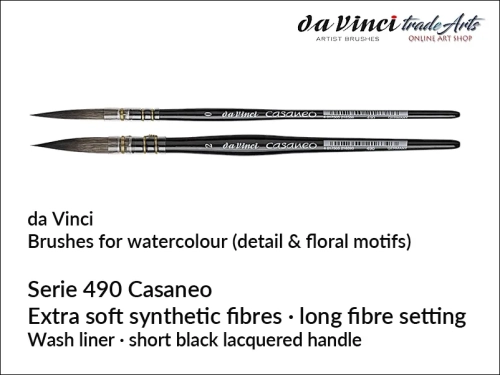 Da Vinci Casaneo 490 Synthetic Squirrel Hair Watercolour Brushes, Da Vinci Casaneo 490 pędzle akwarelowe okrągłe imitacja wiewiórki, pędzle do akwareli imitacja wiewiórki Casaneo 490 da Vinci,