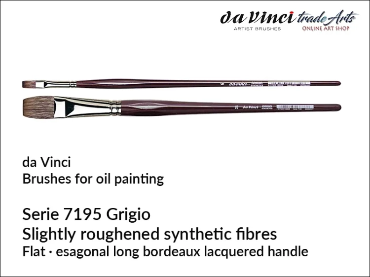 Da Vinci GRIGIO 7195 Flat Synthetic Oil Painting Brushes, pędzle płaskie syntetyczne do farb olejnych da Vinci GRIGIO 7195,  pędzle syntetyczne da Vinci GRIGIO 7195 do akryli,  da Vinci GRIGIO 7195 pędzle płaskie do farb olejnych,