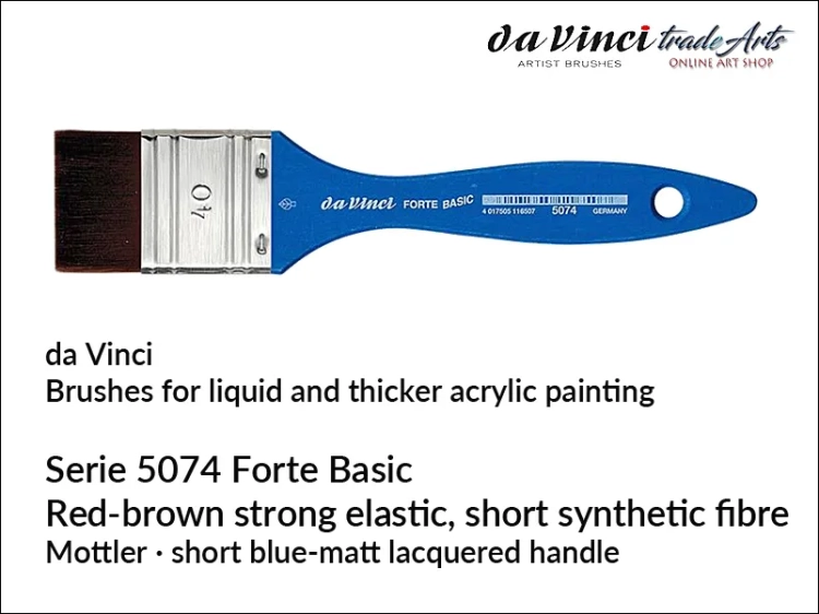 Da Vinci Basic Forte Mottler Brushes 5074, pędzle płaskie mottler syntetyczne da Vinci Basic Forte 5074, da Vinci Basic Forte Mottler Synthetics 5074, pędzle płaskie syntetyczne da Vinci Basic Forte Mottler 5074, werniksowanie, hobby, pędzle szkolne,