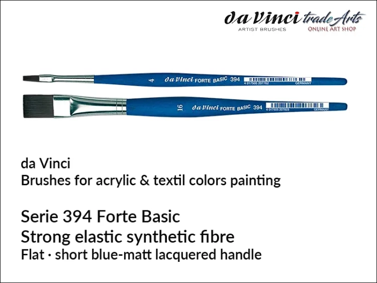 Da Vinci Basic Forte Flat Brushes 394, pędzle płaskie syntetyczne da Vinci Basic Forte 394, da Vinci Basic Forte Synthetics 394, pędzle płaskie syntetyczne da Vinci Basic Forte 394, pędzle  płaskie, hobby, pędzle szkolne,