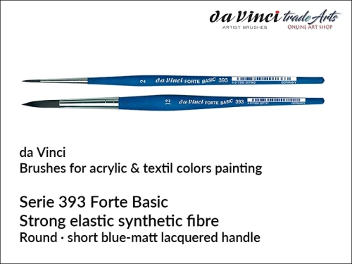Da Vinci Basic Forte Round Brushes, pędzle okrągłe syntetyczne da Vinci Basic Forte 393, da Vinci Basic Forte Synthetics 393 pędzle okrągłe syntetyczne da Vinci Basic Forte 393, pędzle hobbystyczne, pędzle szkolne,