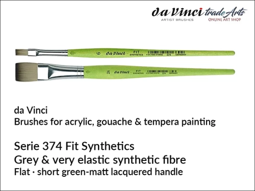 Da Vinci Fit Synthetics 374 Hobby Flat Brushes, pędzle płaskie syntetyczne hobbystyczne da Vinci Fit 374, da Vinci Fit Synthetics 374 pędzle płaskie syntetyczne hobby i szkoła, pędzle płaskie syntetyczne da Vinci Fit 374, pędzle hobbystyczne,
