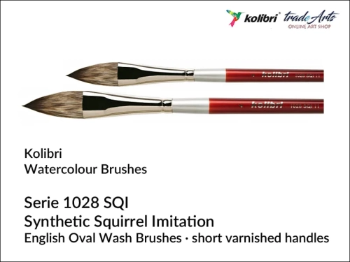 Pędzel akwarelowy płaski owalny Kolibri Squirrel Hair imit. seria 1028 SQI, Kolibri pędzel akwarelowy owalny imit. wiewiórki seria 1028 SQI, pędzle akwarelowe owalne imit. wiewiórki seria 1028 SQI Kolibri, pędzle akwarelowe, pędzle akwarelowe Oval Wash,
