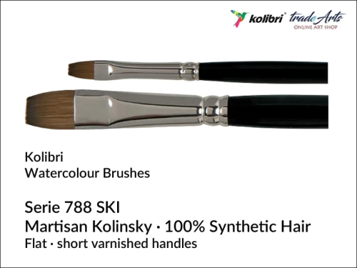 Kolibri Watercolour Martisan Kolinsky Brushes 788 SKI, pędzel akwarelowy płaski Kolibri 788 SKI, pędzel akwarelowy płaski Martisan Kolinsky Kolibri 788 SKI, Kolibri 788 SKI pędzel płaski Martisan Kolinsky, pędzle akwarelowe Martisan Kolinsky,