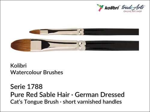 Pędzel akwarelowy płaski naturalne włosie Kolibri Red Sable seria 1788, Kolibri Red Sable seria 1788 pędzel do akwareli płaski, pędzel akwarelowy płaski Red Sable, pędzle do akwareli płaskie naturalne włosie, Kolibri Red Sable,