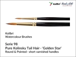 Pędzel do farb akwarelowych okrągły Kolibri Pure Kolinsky Sable 'Golden Star', seria 98/3