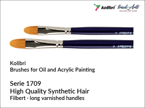 Pędzel płaski do farb olejnych syntetyk Kolibri Golden Sable 1709, Kolibri Golden Sable seria 1709 pędzel płaski syntetyk do farb olejnych, pędzel do farb olejnych syntetyk płaski Golden Sable, pędzle płaskie do farb olejnych,